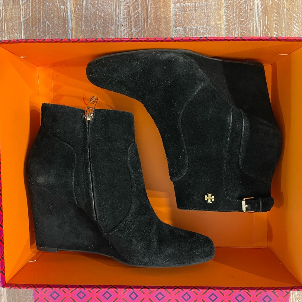 Tory Burch black leather Wedge bootie - Picture 3 of 13